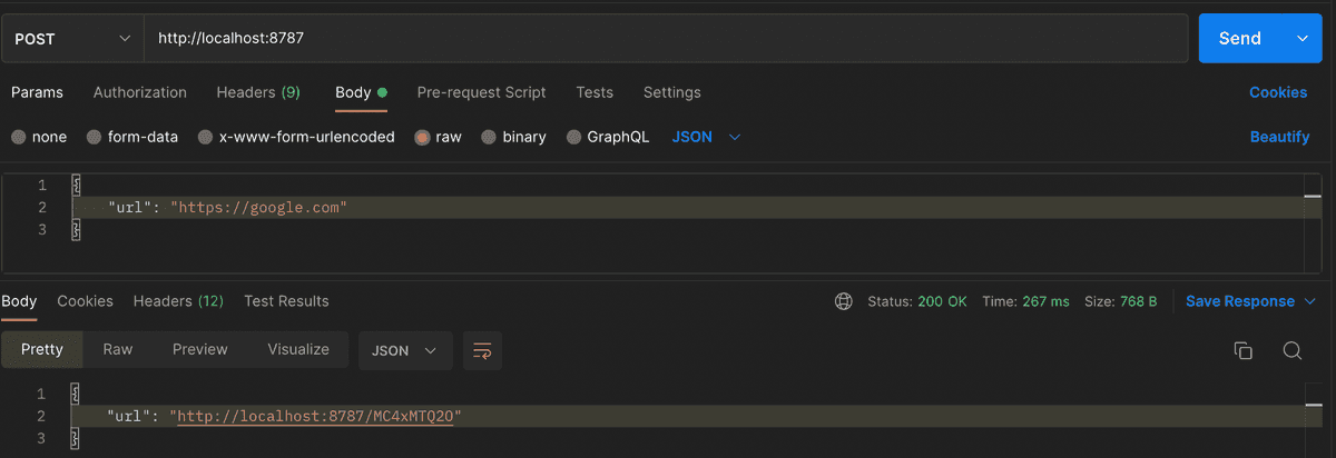 POST request to shortener POST request to shortener
